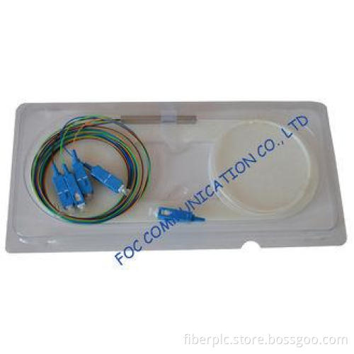 Wide Wavelength Optical Fiber PLC Splitter Mini Tube 1 4 w